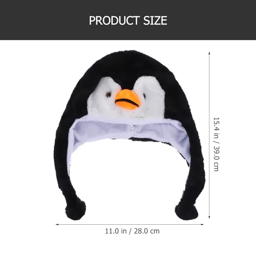 Adorable Penguin Plush Hat: Hat with Pom-Pom Ear Flaps, Cozy Winter Beanie for Kids and Adults, for Performances and Outdoor Activities2