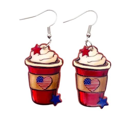 Boucles d'oreilles 4 Juillet en acrylique étoile et café HMJGDHX