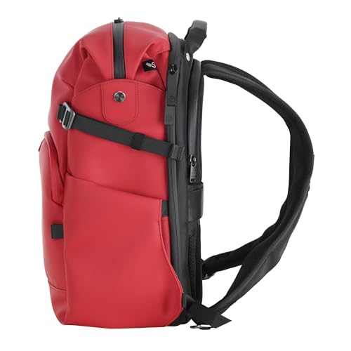 Image of VANGUARD VEO Lite B20L Camera & Everyday Backpack (Red) - Fits Full-Frame Camera with 70-200mm Attached + 3 Lenses, 14 inch Laptop Storage, Rear & Side Access, Convertible Daypack Design