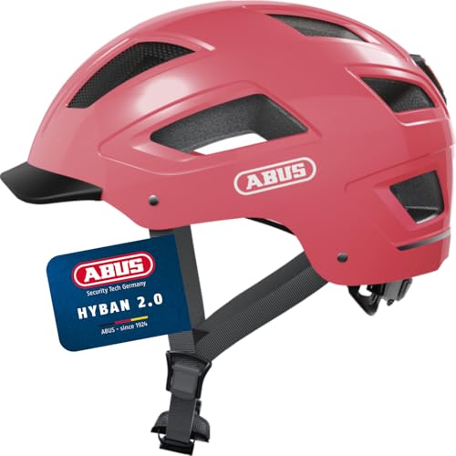 ABUS HYBAN 2.0 Fahrradhelm, Rot (Living Coral), M – Ansicht 1