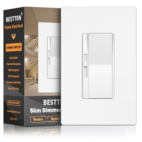 BESTTEN 0-10V Low Voltage Dimmer Light Switch, Super Slim Dimmer Switch for Dimmable LED Lights...