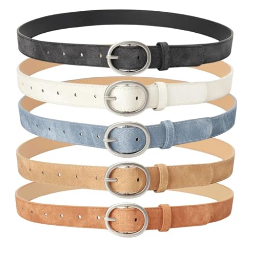 Minimally Designed Blue Women's Belt Oval Silver Needle Buckle Pu Leather Girdle Dress Decorative Accessory Black Waistband2