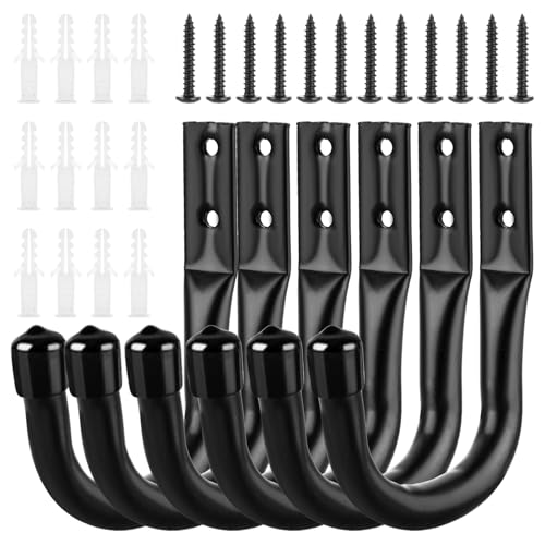 ASelected Garage Storage Hook Heavy Duty 6 Pcs Ladder Storage Hooks for Hanging Wall Mounted J Hooks Utility Hangers Brackets Hooks for Organizing Tools Bike Wood Metal Board and Stick