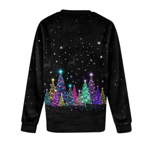 Christmas Sweatshirts for Women Fuzzy Fleece Plaid Printed Holiday Pullover - image 7