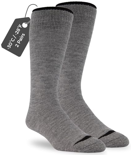 J.B. Field's Alpine -30 Below Winter Socks, Over-the-Calf Merino Wool Thermal Socks, 2 Pairs