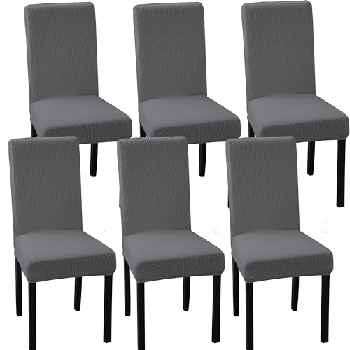 Ocves Stuhlhussen für Esszimmer, 4 oder 6 Stück, dehnbar, Esszimmerstuhlhussen, abnehmbar, waschbar, Stuhlschoner für Bankett, Küche, Party und Zuhause (Hellbraun, 6 Stück)