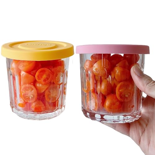 Ivymei 2 Pack 13 OZ Cute Glass Food Containers with Silicone Lids