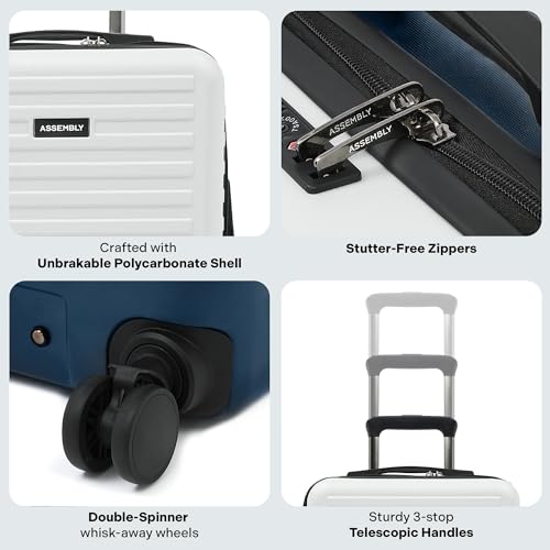 Image of THE ASSEMBLY Large Check-in Luggage 28 Inches - Lightweight|Premium Hard-Shell Speed Wheel Suitcase 85 L White & Blue (Dual Tone)