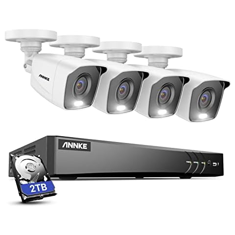 ANNKE 4K UHD Security Camera System with Full Color Night Vision, 8CH 4K CCTV AI DVR with Smart Human/Vehicle Detection,4pcs Weatherproof Surveillance Cameras, for Home Business Outdoor use-2TB HDD Cover