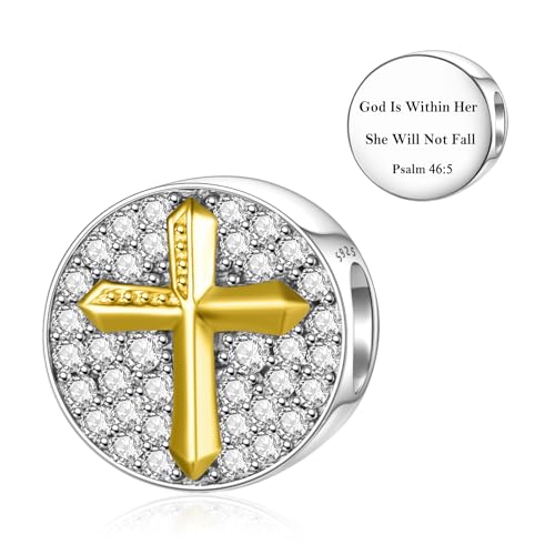 LANBEIDE Missangas de cruz cristã para Pandora, prata de lei 925, encantos cristãos para pulseira Pandora, presente para mulher, prata de lei, Prata esterlina