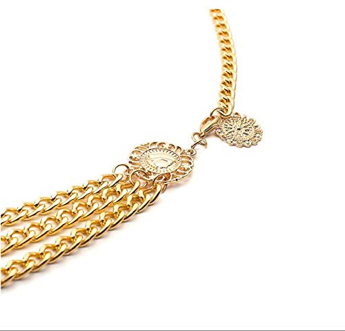 Chargances Women Waist Chain Gold Body Chain Disc Pendant Belly Chain For Women Adjustable Body Harness For Dresses Jeans Chain Jewelry For Women (Gold) #TOP2