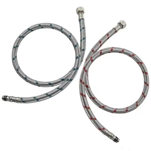 Buaak 2 Stück 60 cm Schlauch für Wasserhahn, Anschlussschlauch Armatur, Flexschlauch 3/8 Zoll, Wasserhahn Verlängerung, Flexschlauch Verlängerung, für Küchen- oder Badezimmerarmaturen (Rot und Blau)