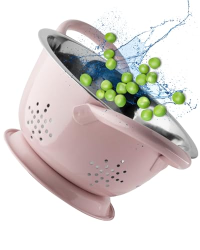 Mini scolapasta in acciaio inox, durevole e resistente alla ruggine, con fori di drenaggio perforati e maniglie laterali ergonomiche. Ottimo colino per pasta, verdure e frutta. Diametro 15 cm x 8,6 cm