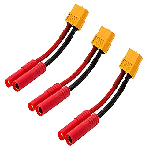 Yiqigou 3 pcs Connecteur Femelle XT60 vers Connecteur Banane Bullet HXT 4 mm 4,0 mm avec Câble de 5 cm Cover