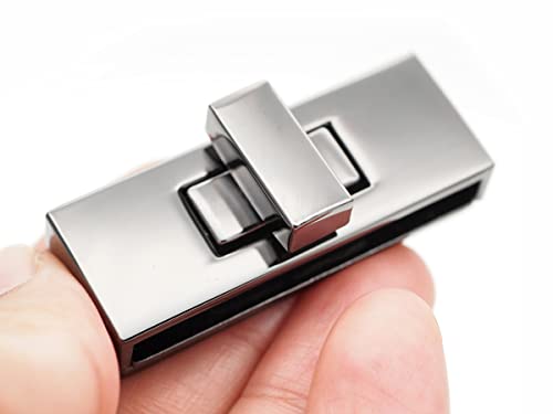 Fermoir twist en métal gris solide avec fermeture rotative - 3