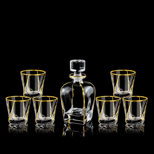 Whiskey Decanter Set (26.7 Oz) with 6 Fashioned Glasses (7.78 Oz), Whiskey Decanter Sets for Men, Bourbon, Cognac, Scotch, Custom Engraved Gifts for Men, Gifts for Men Husband
