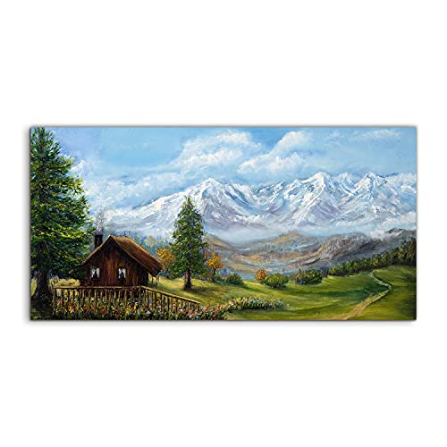 Tableau acrylique 120x60 cm art murale salon paysage montagne