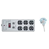 CableWholesale 25-Feet Surge Protector with Flat Rotating Plug, 6 Outlet, 1 X3 MOV and Power Cord - Gray (51W1-89225)