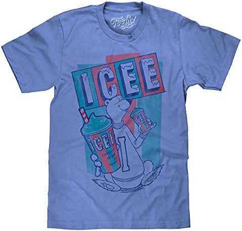 Tee Luv Men's ICEE Polar Bear Logo T-Shirt, Large, Light Blue Heather