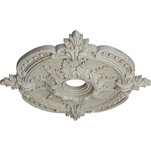 Image of 28 3 /8 inchOD x 3 3 /4 inchID x 1 5 /8 inchP Benson Classic Ceiling Medallion (Fits Canopies up to 6 1 /2 inch), Hand-Painted Pot of Cream Crackle
