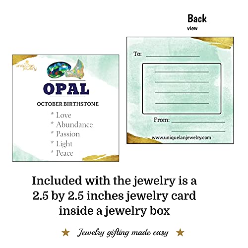 Natural Raw Opal Pendant Chain Necklace With White Gold Over 925 Solid Sterling Silver, October Birthstone Dainty Solitaire Gift For Her, Uniquelan Jewelry (Fire-Opal) #TOP3