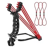 Foldable Slingshot for Hunting Powerful Slingshot with Wrist Rest and 4Pcs Replacement Rubber Bands Catapult Kit for Adults Target Practice (Red)