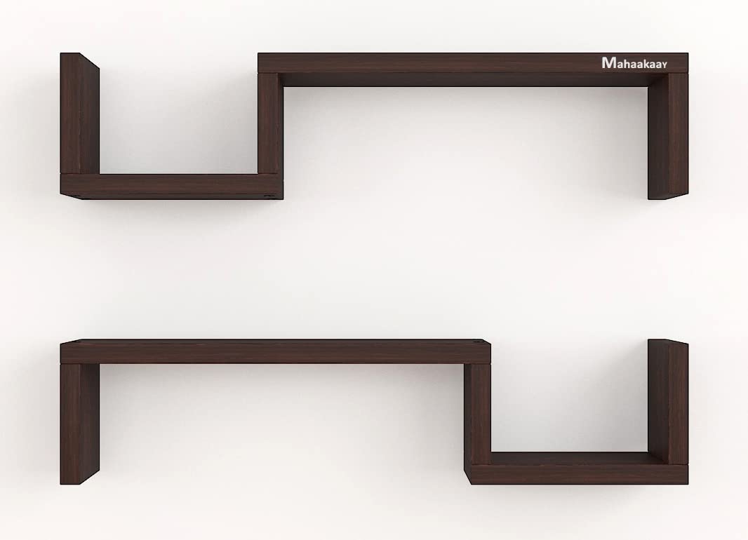 U Engineering Wood Wall Mount Display Shelves Shelf Decor Set of 2 Wenge