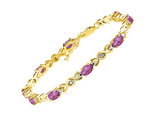 Image of Rylos Bracelets for Women Yellow Gold Plated Silver XOXO Hugs & Kisses Tennis Bracelet Gemstone & Diamonds Adjustable to Fit 7 inch-8 inch Wrist, 10 Gorgeous 6X4MM Jewelry for Women Friendship Bracelets