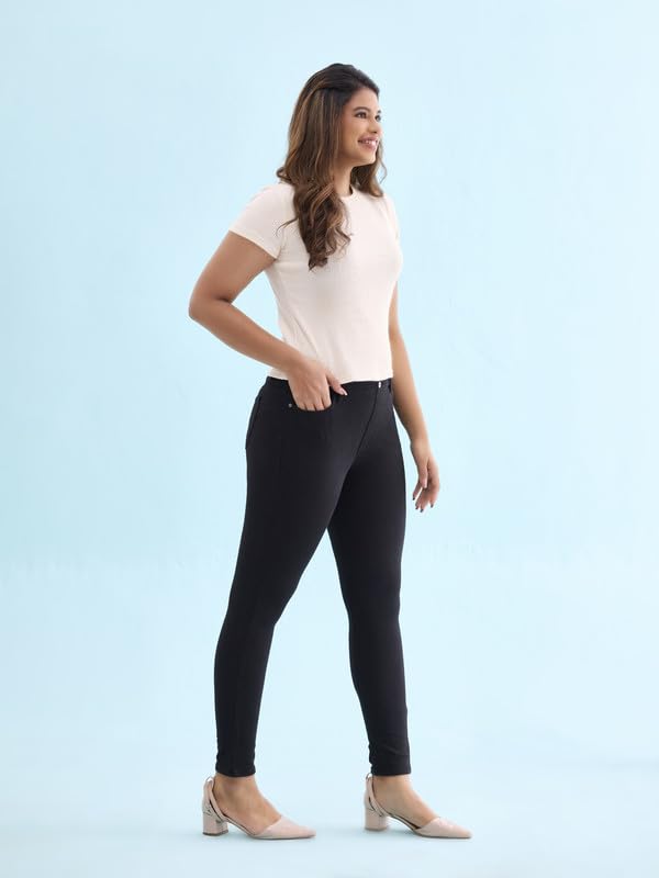 Image of GO COLORS Women Solid Super Stretch Warm Jeggings