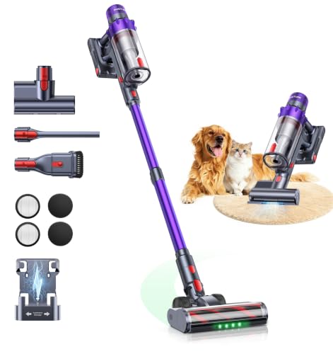 Miniatura 7 de 55KPA/650W/70Min(ECO) VAC02 Mejorada Aspiradora sin Cable, Aspiradora Vertical con Cepillo para Colchón, Modo Automático, Cepillo Anti-Enredo, Luz Verde, Fragancia, Carga Mural para Suelos y Alfombras