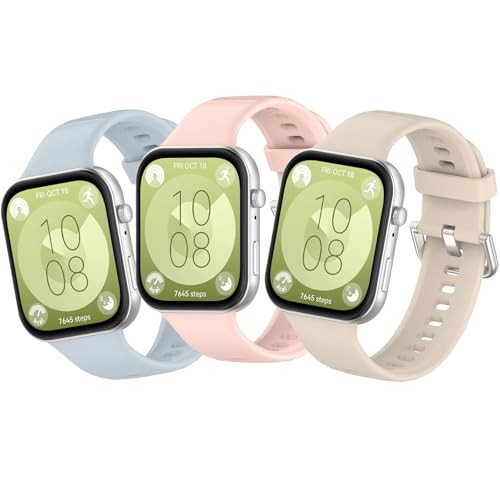MIJOBS 3 Armbänder Kompatibel mit Huawei Watch Fit 3/4/5 Uhrenzubehör Uhrenarmband Sport Silikonarmbänder Weiches Komfortables Atmungsaktives Ersatzarmband für Männer Frauen