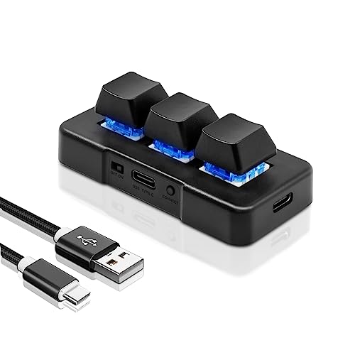 PCsensor 3-Key Mini Keypad USB Type C Wired Mechanical...