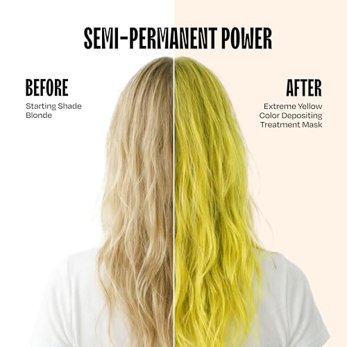 Image of Overtone Semi Permanent Hair Color Conditioner, Extreme Yellow, 8 oz, Nourishing, Damage-Free, Color Depositing Mask for All Hair Types with Shea Butter & Coconut Oil, Vegan & Cruelty-Free