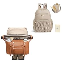 miss fong Diaper Bag Backpack - Baby Diaper Bag with Diaper Changing Pad Quilted Travel Diaper Backpack with 16 Pockets,Stroller Organizer Bag