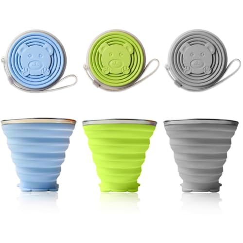WZHHDM 3 Stück Faltbarer Becher, 180ml Faltbarer Kaffeebecher, Silikon Becher Reisebecher Reise Zahnputzbecher für Picknick Camping Reisen(Blau/Grün/Grau) WZHHDM 3 Stück Faltbarer Becher, 180ml Faltbarer Kaffeebecher, Silikon Becher Reisebecher Reise Zahnputzbecher für Picknick Camping Reisen(Blau/Grün/Grau)