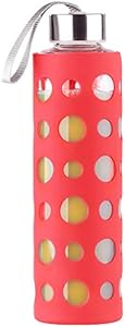 PEARL Schultrinkflasche: Trinkflasche aus Borosilikat-Glas, rote Silikonhülle, 550 ml, BPA-frei (Borosilikatflaschen, Flaschen für Getränke)