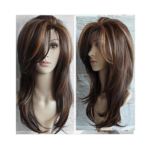 Perruque marron ombré femme longue ondulée pour volume naturel