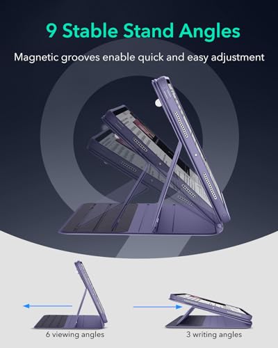 Image of ESR for iPad Pro 11 Inch Case (M5 /M4) 2025 /2024, Removable Magnetic Cover with Pencil Charging & Storage, Adjustable Portrait /Landscape Stand, 9 Standing Angles, Shift Series, Purple