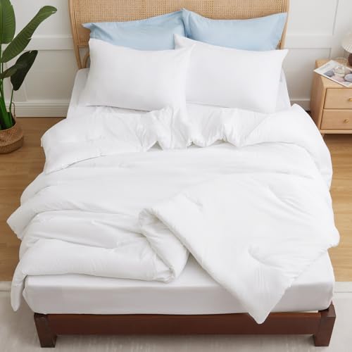 CozyLux King Size Comforter Set White, 3 Pieces Lightweight Down Alternative Quilted Bedding Sets, Gray All Season Soft Breathable Solid Comforter with 2 Pillowcases, Luxury Bed Set Gift for Home by CozyLux - Image 8