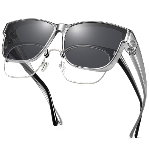 Image of URUMQI Polarized Sunglasses Fit Over Glasses for Men Women, Oversized Square Sun Glasses UV400 Protection