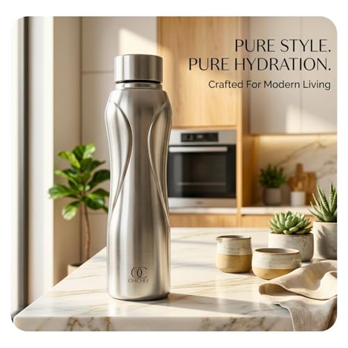 Image of Omichef blaze Stainless Steel Fridge Water Bottle | Best For Home /Office /School /Gym | BPA Free | Leak Proof | Capacity 1000 ML (Pack of 2)