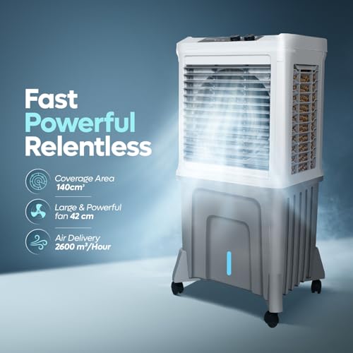Image of SUMMERCOOL Singham 120L Jumbo Desert Air Cooler For home | For Large Room | Inverter Compatible | 45Ft Air Throw | Double ball bearing Motor | Low Power Consumption | 1 yr Warranty (White, Grey)