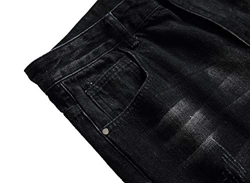QIMYUM Mens Ripped Jeans, Distressed Destroyed Slim Fit Straight Leg Denim Pants4