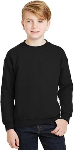 ANZEE Boys Plain Sweatshirt Kids Long Sleeves Pullover Fleece Jumper Children Crew Round Neck School Uniform Sweater Girls Ribbed Cuff Cotton Unisex Top (UK, Age, 5 Years, 6 Years, Black)