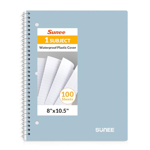 SUNEE Spiral Notebook, 1-Subject, College Ruled Paper, 8