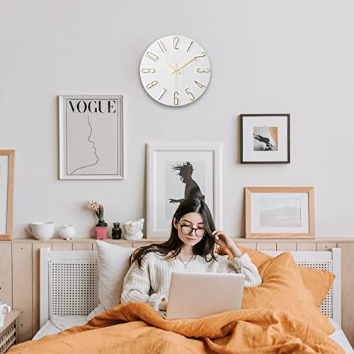 Fapugh 12 Inch Wall Clock Silent Non Ticking, Preciser Modern Style Decor Clock For Home, Office, School, Kitchen, Bedroom, Living Room (White) #TOP4