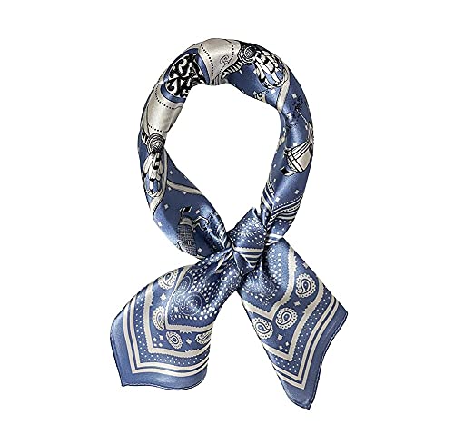 Écharpe tendance pour femme motif cheval bleu et blanc