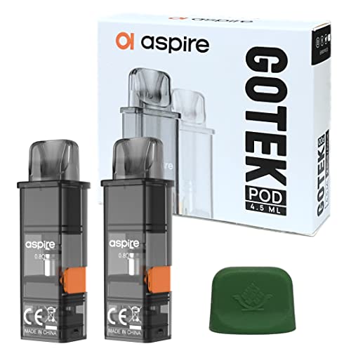 Aspire GOTEK X/S 交換用 カートリッジ 1箱(2個入り) &シリコンキャップセット (グリーン)