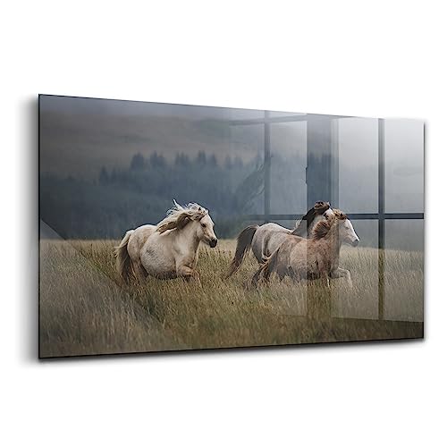 Peinture sur verre Chevaux durable 140x70cm Wallfluent image décoration murale