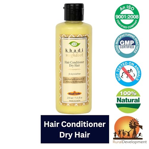 Image of Khadi Meghdoot Hair Conditioner for Dry and Dull Hair - Enriched with Almond and Bhringraj Natural Herbal Formula for Soft, Smooth, and Healthy Hair 210ml(Pack of 2)